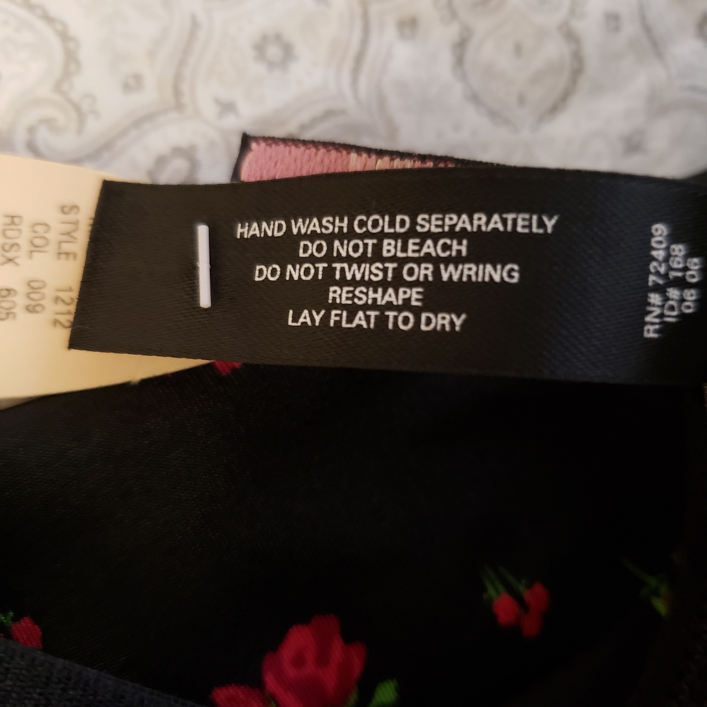 Victoria's Secret Black Chemise with Red Floral Design - Picture 7 of 10